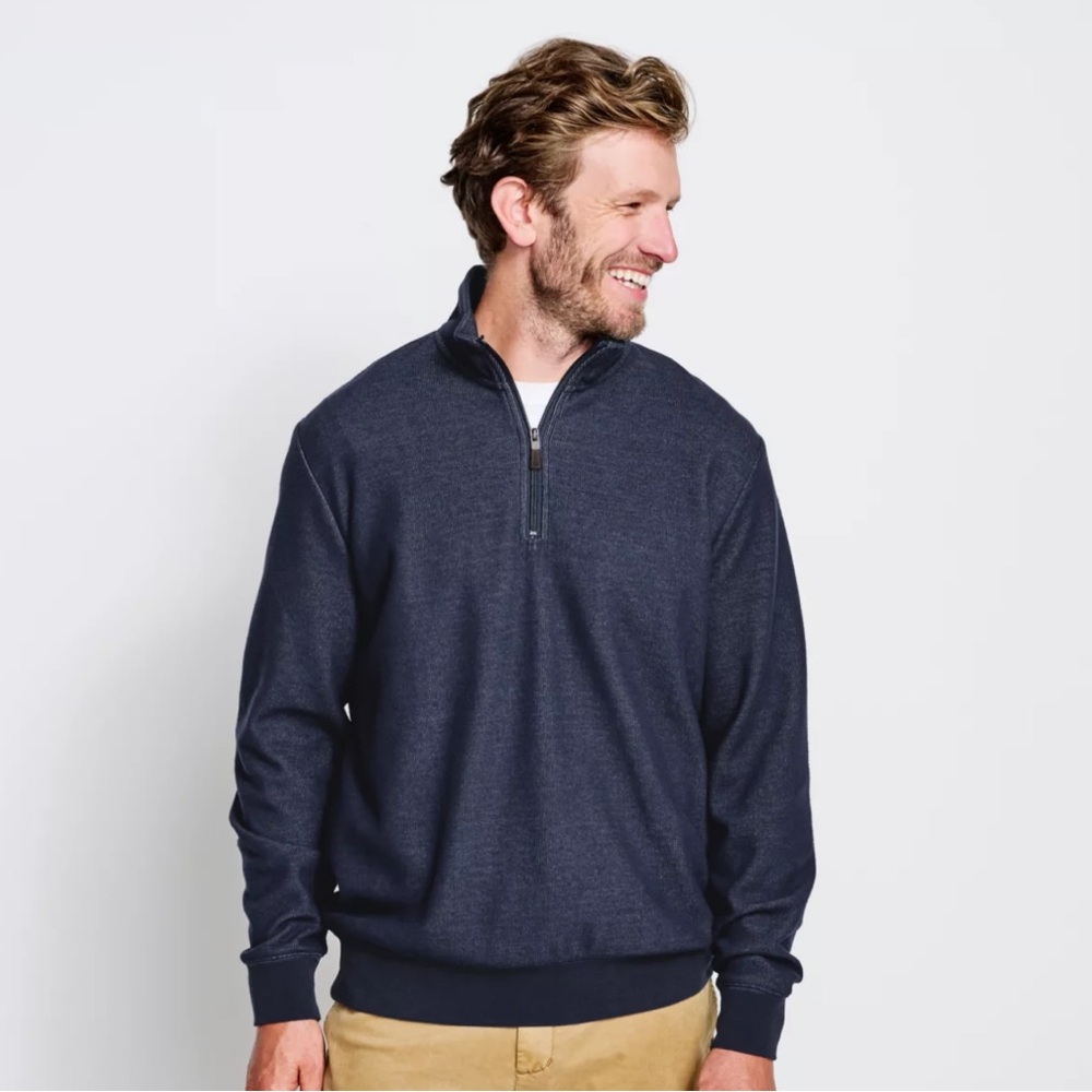 Orvis Softest French Rib 1/4-Zip Pullover in True Navy